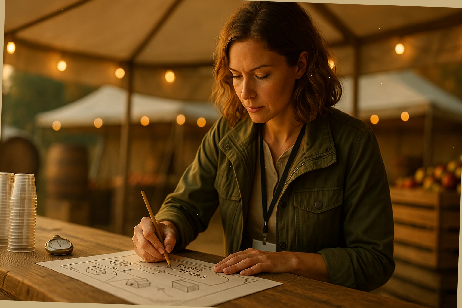 Coordinator marking quiet hours on a simple festival map